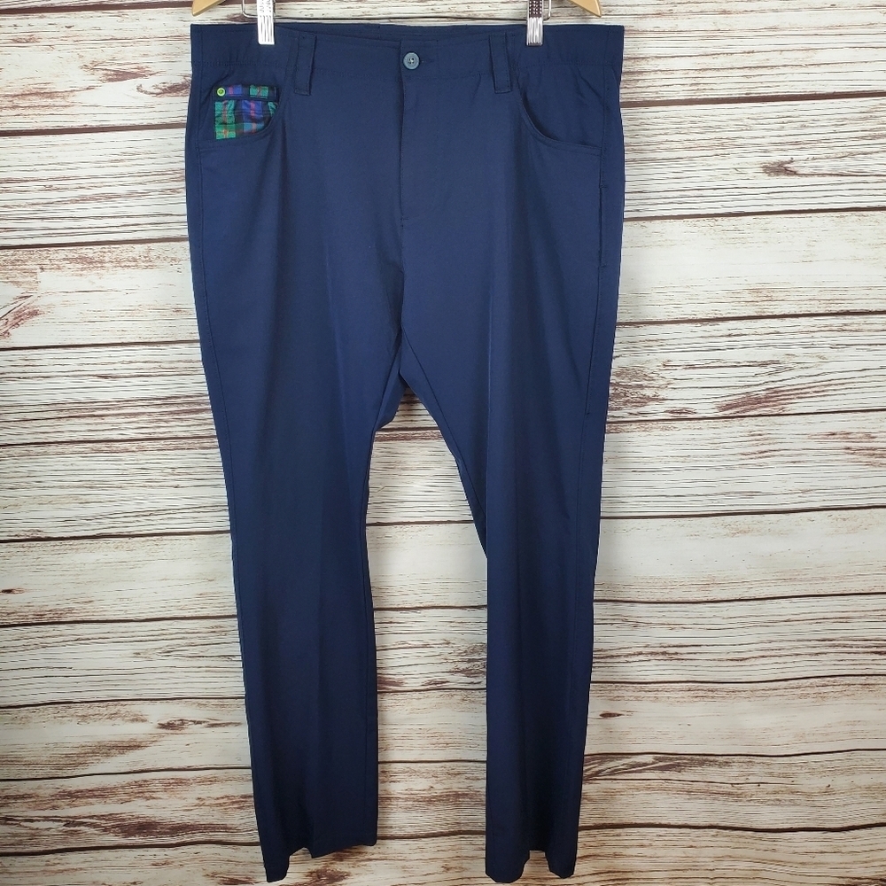 William Murray Mens 36x33 Straight Fit Navy Blue Preformance Golf Pants